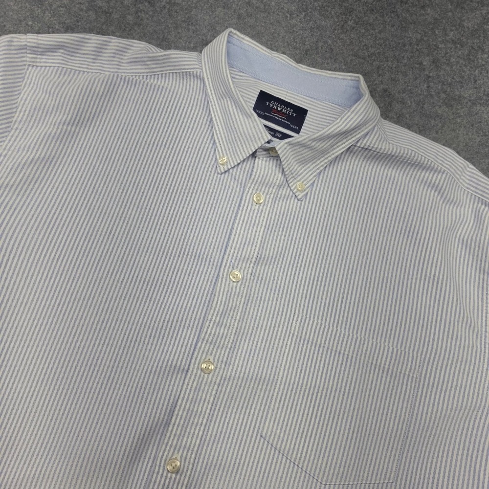 Charles Tyrwhitt Weekend Shirt Mens XXXL Blue White Stripe Classic Fit Cotton